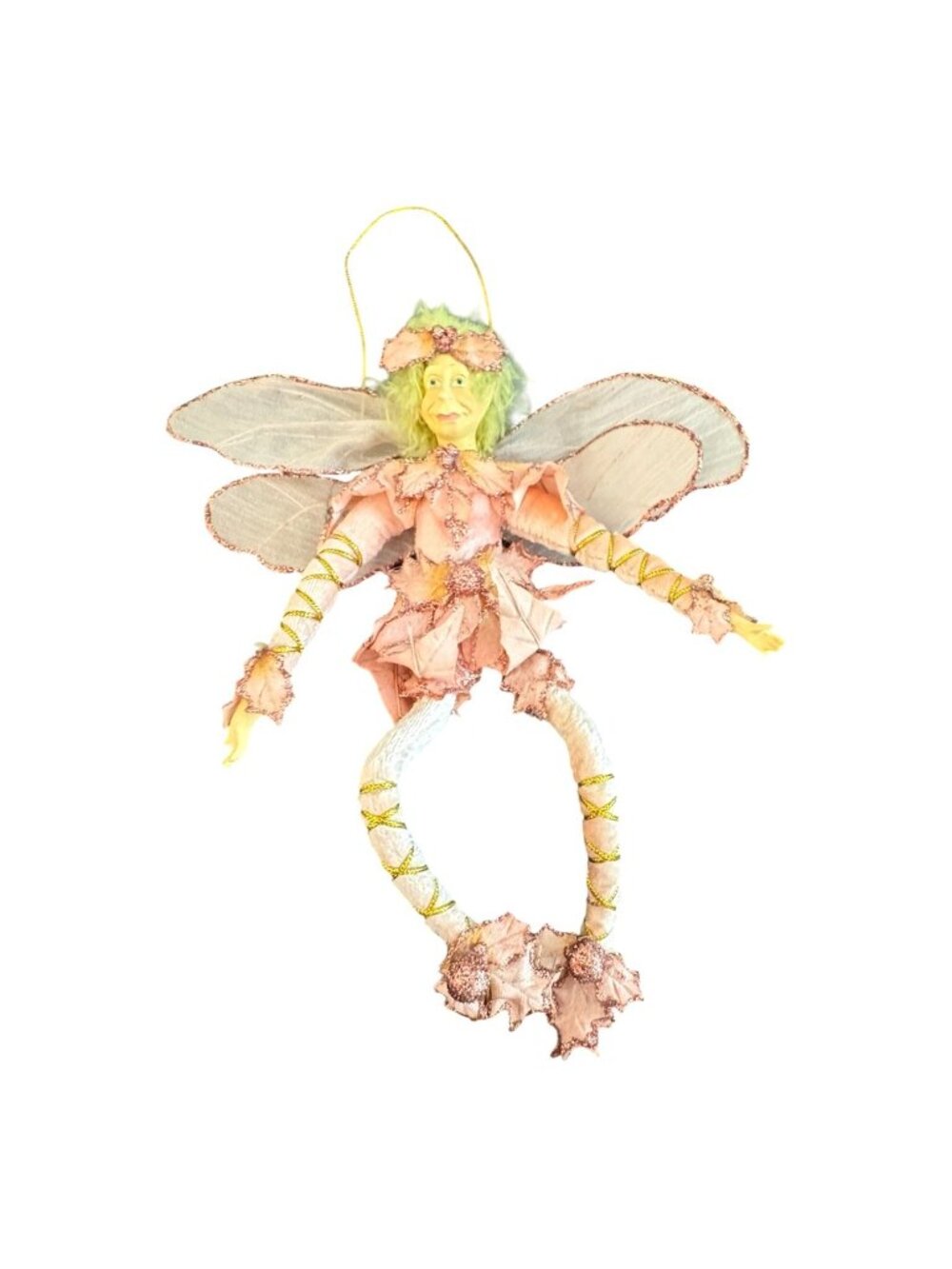 Vintage Posable Woodland Elf Pixie Leaf Fairy Christmas Ornament 11 Inch